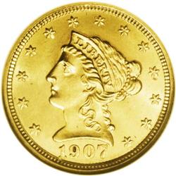 1907 $2 1/2 MS65 NGC. This intricately struck final ye 