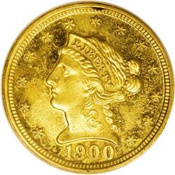 1900 $2 1/2 PR61 PCGS. The light green-gold obverse co 