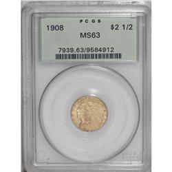 1908 $2 1/2 MS63 PCGS. This well struck introductory y 