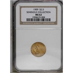 1909 $2 1/2 MS62 NGC. Ex: Seminole Collection. Better 