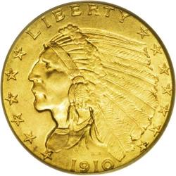 1910 $2 1/2 MS65 PCGS. This gently shimmering Gem is b 