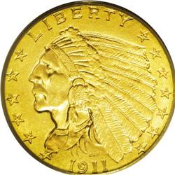 1911-D $2 1/2 MS64 PCGS. This important key date examp 