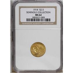 1914 $2 1/2 MS62 NGC. Ex: Seminole Collection. A wheat 