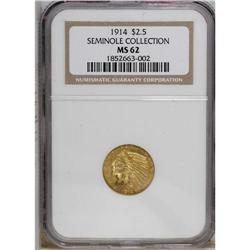 1914 $2 1/2 MS62 NGC. Ex: Seminole Collection. Delicat 