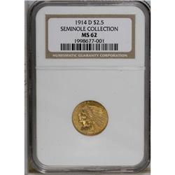 1914-D $2 1/2 MS62 NGC. Ex: Seminole Collection. Some 