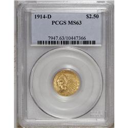 1914-D $2 1/2 MS63 PCGS. The lowest pendant is fully d 