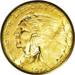 1914-D $2 1/2 MS64 PCGS. The 1914-D Indian quarter eag 