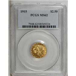 1915 $2 1/2 MS62 PCGS. A solidly struck example with b 