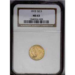 1915 $2 1/2 MS63 NGC. Select and nicely struck with lu 