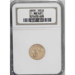 1929 $2 1/2 MS63 NGC. The lustrous yellow-orange surfa 