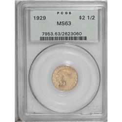 1929 $2 1/2 MS63 PCGS. Medium orange color presides ov 