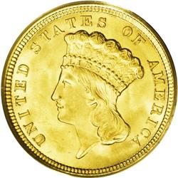 1854 $3 MS64 PCGS. This first-year of issue three doll 