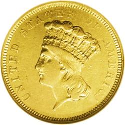 1854-O $3 AU50 NGC. The first-year 1854-O (24,000 piec 