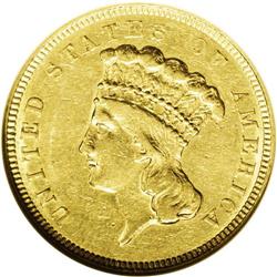 1854-O $3 --Cleaned--ANACS. AU53 Details. A slightly br 