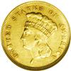 Image 1 : 1878 $3 AU58 NGC. Copper tinting hugs the devices and 