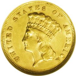 1878 $3 MS61 NGC. This attractive gold type coin has r 