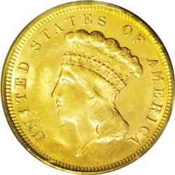 1878 $3 MS64 PCGS. The most available date in the seri 