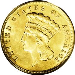 1889 $3 MS64 PCGS. During the final year of production 