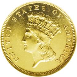 1886 $3 PR63 Cameo NGC. Both sides of this lovely Came 