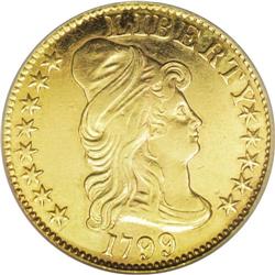 1799 $5 Small Stars Reverse--Improperly Cleaned--NCS. 