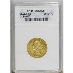 1844-C $5 --Cleaned--ANACS. XF45 Details. Variety 7-D. 