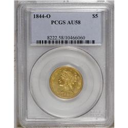 1844-O $5 AU58 PCGS. This issue may be known as one of 