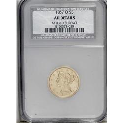 1857-O $5 --Altered Surface--NCS. AU Details. A lightly 