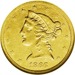 1866-S $5 No Motto XF45 NGC. Like the similar issues i 