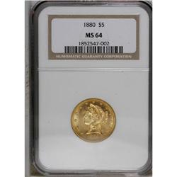 1880 $5 MS64 NGC. The highly lustrous and rather flash 