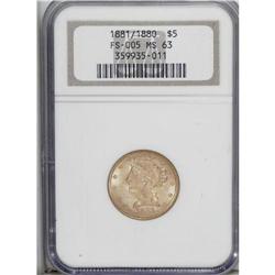 1881 $5 MS63 NGC. FS-301, formerly FS-005. The overdat 