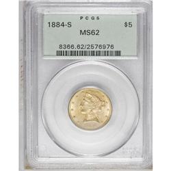 1884-S $5 MS62 PCGS. Highly lustrous with typically st 