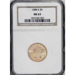 1884-S $5 MS63 NGC. The honey-gold surfaces have delic 