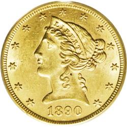 1890-CC $5 MS62 PCGS. The 1890-CC half eagles were the 