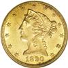 Image 1 : 1890-CC $5 MS62 NGC. Well struck and satiny, with an e 