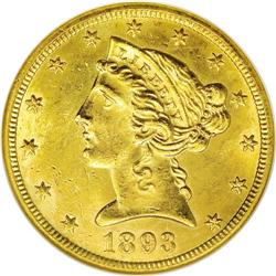 1893-CC $5 MS63 NGC. Always a popular coin for type pu 