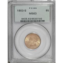 1903-S $5 MS63 PCGS. This honey-gold representative is 