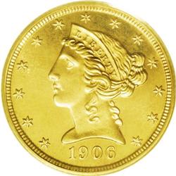 1906 $5 PR66 PCGS.From The Hamburg-Sonoma Collection. 