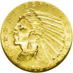 1909-D $5 MS64 NGC. Boldly struck and lustrous, with a 