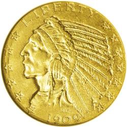 1909-O $5 AU55 NGC. The 1909-O is one of the major rar 