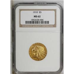 1910 $5 MS62 NGC. Rich orange-gold color is the hallma 