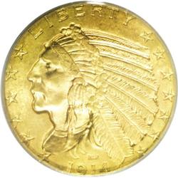 1914 $5 MS64 PCGS. Well struck with satin luster and p 