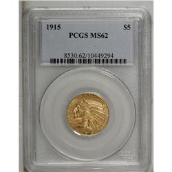 1915 $5 MS62 PCGS. The satiny orange-gold surfaces hav 