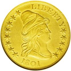 1801 $10 --Plugged, Cleaned--ANACS. AU50 Details. Breen 