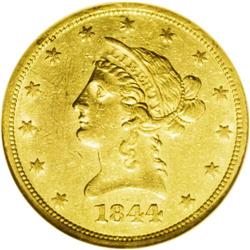 1844-O $10 AU55 NGC. Hints of original luster haunt th 