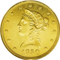 1850 $10 Large Date MS61 PCGS. Ex: Bass. Extremely pro 