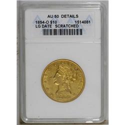 1854-O $10 Large Date--Scratched--ANACS. AU50 Details. 