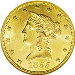 1855 $10 MS61 NGC. This is a difficult issue to locate 