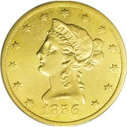 1856-O $10 XF40 ANACS. Only 14,500 business strikes we 