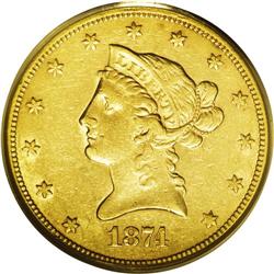 1874-CC $10 AU53 PCGS. All Carson City eagles from the 