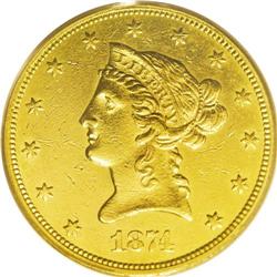 1874-S $10 XF45 PCGS. A rare and underappreciated issu 